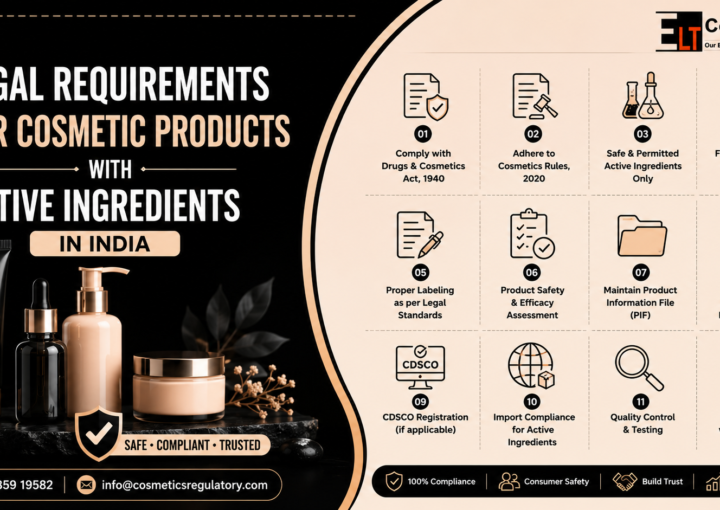 Legal requirements for cosmetic products with active ingredients in India